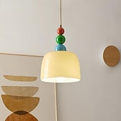 abordables Suspension-suspension led lumière 3 couleurs 19,5 cm 1 lumière créative en forme de chapeau lampe suspendue en verre abat-jour encastré plafonniers lustre de style minimaliste nordique étude de chevet chambre