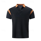 voordelige Klassieke polo voor heren-Voor heren Kabelgebreide polo Met Textuur liiketoiminta Actief Polo kraag Korte mouw Modieus Modern Effen Kleur Netstof Gebreid Zomer Lente Normale pasvorm Abrikoos Zwart Wit Licht Grijs