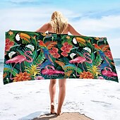 cheap Beach Towel Sets-100% Beach Towel Summer Tropical Palm Leaves Flamingo Oversized Beach Towel Soft and Quick-drying Bathroom Towel Super Absorbent Large Swim Towel for Teens Adults, Quick-Dry, Soft Lightweight, Versatile for Travel, Bath and Pool