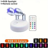 billige skap lys-13 farger rgb bildelys led trådløs skap spotlight med fjernkontroll batteridrevet vinkel justerbar atmosfære nattlampe galleri korridor gang stue soverom dekorasjon 1stk