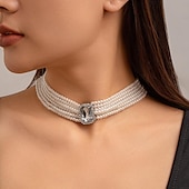 levne Náhrdelníky-Obojkové náhrdelníky Perly Dámské Elegantní umělecké Boncuklar Svatba Kruh Náhrdelníky Pro Svatební Párty Narozeniny