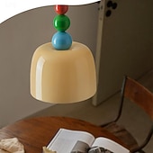 abordables Suspension-suspension led lumière 3 couleurs 19,5 cm 1 lumière créative en forme de chapeau lampe suspendue en verre abat-jour encastré plafonniers lustre de style minimaliste nordique étude de chevet chambre