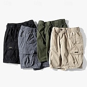 Недорогие Классический-Муж. Шорты-карго Шорты для туризма и прогулок Кулиска Мульти карман Полотняное плетение Повседневные Уличная одежда Шорты-карго Стиль Армейский Зеленый Черный