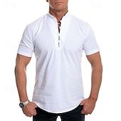 economico Maglietta casual Henley-Per uomo Maglietta con bottoni Maglietta Maglia Henley Camicia a Maniche Corte Manica Corta Henley Primavera &amp; Estate Semplice Moda Designer Essenziale Vacanza Streetwear Uscire Bianco Grigio