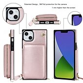 Недорогие Чехлы для iPhone-телефон Кейс для Назначение айфон 16 iPhone 15 Pro Max iPhone 14 13 12 11 Pro Max Plus Mini SE Кошелек для карт Молния с ремешком Откидная подножка Ретро ТПУ Кожа PU