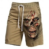cheap Men&#039;s 3D Sweat Shorts-Men&#039;s 3D Print Cool Skulls Sweat Shorts Beach Shorts Terry Shorts Mid Waist Vintage Casual Daily Holiday Streetwear Drawstring Elastic Waist 3D Print Designer Clothing Apparel