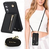 cheap Samsung Cases-Phone Case For Samsung Galaxy S24 S23 S22 S21 S20 Ultra Plus FE S25 Ultra Back Cover Wallet Case Zipper with Lanyard Kickstand Retro TPU PU Leather