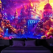 billige Blacklight -billedvev-blacklight billedvev uv reaktiv glød i mørket glød party neon manet fantasi undersjøisk natur psykedelisk trippy tåkete hengende billedvev veggkunst veggmaleri for stue soverom