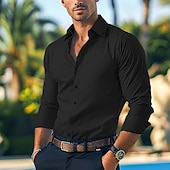 voordelige oxford-overhemden voor heren-Voor heren Overhemd Button-down overhemd Oxford overhemd Effen Bruiloft Buiten Licht Blauw Zwart Wit Roze Lange mouw Strijkijzer Zomer Lente Kleding