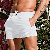 baratos shorts de natação masculinos-Homens Bermuda de Surf Shorts de Natação Calção Justo de Natação Com Cordão Cintura elástica Tecido Conforto Secagem Rápida Curto Feriado Praia Final de semana Moda Casual Preto Branco Micro-Elástica