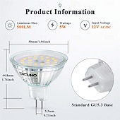 economico Faretti a LED-Lampadine a led mr16 gu5.3 Lampadine a led bi-pin base copertura in vetro trasparente 12v 50w equivalente alogeno non dimmerabile angolo del fascio di 120 gradi 500lm per faretti paesaggistici luci a