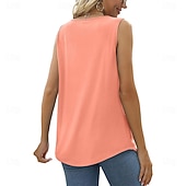 ieftine Rezervor simplu-Top de damă fără mâneci negru alb roz simplu sexy moda de stradă cu guler pătrat croială regulară S