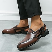 abordables Sandalias de vestir-Zuecos y mules de cuero genuino para hombre con espalda abierta: calzado cómodo, formal e informal sin cordones