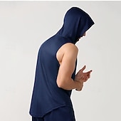 baratos Tops-Homens Camiseta Colete de Trilha Sem Manga Com Capuz Malha Íntima Camisa sem mangas Colete superior Ao ar livre Secagem Rápida Macio Redutor de Suor Verão Poliéster Preto Branco Azul Marinho