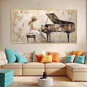 economico Ritratti-pittura a olio astratta per pianoforte fatta a mano su tela di arte della parete pianoforte pittura di arte arte della parete pciture per i musicisti pianista pittura a olio di opere d'arte pianoforte