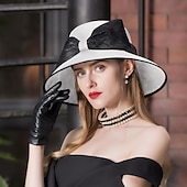 economico Cappelli per feste-cappelli cappello a bombetta / cloche in lino cappello a secchiello cappello da sole matrimonio tea party matrimonio elegante con copricapo bowknot copricapo