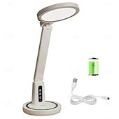 abordables Lámparas de escritorio-Lámpara de escritorio LED, lámpara de mesa con reloj, lámpara de escritorio regulable recargable por USB, luz LED enchufable, protección ocular plegable, luz nocturna de lectura, lámpara de mesa de
