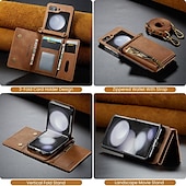 economico Cover Samsung-telefono Custodia Per Samsung Galaxy Z Flip 7 Z Flip 5 Z Flip 4 Z Flip 3 Copertura Posteriore con Supporto Magnetico Cerniera Retrò TPU PC Pelle PU