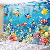 cheap Animal Tapestries-Wall Tapestry Art Decor Blanket Curtain Picnic Tablecloth Hanging Home Bedroom Living Room Dorm Decoration Animal Fish Underwater World