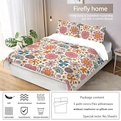 economico Set copripiumino-fresca stampa floreale set da 3 pezzi di copripiumini per camere d&#039;albergo camere per gli ospiti comodo set di biancheria da letto 1 copripiumino 2 federe