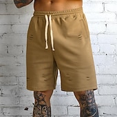 baratos Shorts de moletom-Homens Shorts de moletom Calção Shorts de verão Bolsos Com Cordão Cintura elástica Tecido Conforto Curto Esportes Diário Para Noite Moda Casual Preto Verde Micro-Elástica
