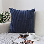 abordables Coussins tendances-Housse d&#039;oreiller nordique en velours côtelé, couleur unie, douce, sans noyau, pour le bureau, la maison, le salon, le canapé, vert, orange, rose, bleu