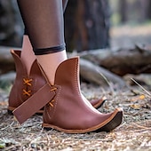 cheap Footwear-Vintage Medieval Renaissance Shoes Boots Flat Jazz Boots Fairy Ranger Elven Fancy Dress Men's Women's Celtic Pirate Fantasy Halloween Carnival Masquerade Casual Daily LARP Ren Faire Adults' Shoes