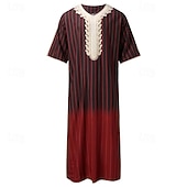 abordables Batas-Hombre Ropa de salón Bata de noche Camisa de dormir Raya Elegante Confort Batas tipo kimono Diario Hogar Poliéster Transpirable Escote en Pico Manga Corta Primavera Negro Blanco