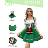 olcso Dirndl-Női Karneváli Oktoberfest Dirndl Sör Jelmez Ing és Köténnyel Bajor Wiesn Hagyományos Stílusban