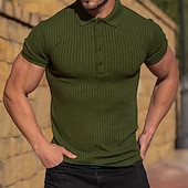 abordables T-shirts décontractés pour hommes-Homme T-shirt POLO Chemise de golf Manche Courte Col rabattu Tee-shirt T-shirt musclé Chemise à manches courtes Extérieur Séchage rapide Faire des exercices Doux Anti-transpiration Polyester Noir
