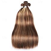 baratos 3 conjuntos de extensões de cabelo natural-3 mechas de cabelo humano liso com mechas p4/27, 45,7 x 50,8 cm (18 x 20 polegadas).