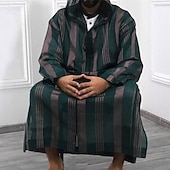 cheap Men&#039;s Robes-Men&#039;s Loungewear Nightgown Nightshirt Stripe Stylish Comfort Kimono Robes Home Daily Polyester Breathable Hoodie Long Sleeve Spring Green