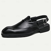 abordables Sandalias de vestir-Zuecos y mules de cuero genuino para hombre con espalda abierta: calzado cómodo, formal e informal sin cordones