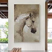 billiga Abstrakta målningar-oljemålning handgjord handmålad väggkonst abstrakt häst canvas målning heminredning dekor sträckt ram redo att hänga
