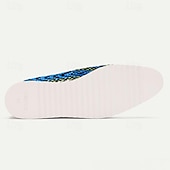billiga Premium sneakers i läder-Herr Tofflor och Slip-Ons Virkad Penny Loafers Klassiska loafers Läder Italienskt fullkornigt kohud Vävd nylon Bekväm Halksäker Loafers Blå