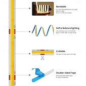 זול אורות COB Strip-cob led רצועת אורות dc 12v 320 דיודות cob גמיש led בר סרט סרט ליניארי לעיצוב החדר 1m/2m/3m/4m/5m