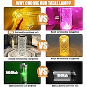 abordables 123496-Lampe de table en cristal 16 couleurs avec télécommande, veilleuse à changement de couleur RVB de la Saint-Valentin en cristal rose en forme de diamant, lumière tactile, chambre à coucher, salon, atmosphère de vacances, décoration, cadeau d&#039;anniversaire