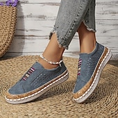 economico Slip-ons e mocassini da donna-scarpe casual slip-on bianche da donna – sneakers traspiranti in similpelle con finiture in sughero e fascia elastica per camminare, viaggiare e indossare ogni giorno