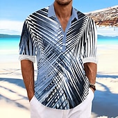 Voor heren Palmblad Tropische planten Hawaiiaans overhemd Aloha-shirt Lange mouw Overhemd Opstaand Hawaii Toevlucht Buiten Vakantie Feest Geel blauw Groen S M L voordelige Tropische planten-Voor heren Palmblad Tropische planten Hawaiiaans overhemd Aloha-shirt Lange mouw Overhemd Opstaand Hawaii Toevlucht Buiten Vakantie Feest Geel blauw Groen S M L