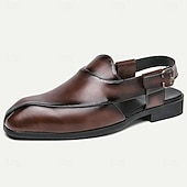 abordables Sandalias de vestir-Zuecos y mules de cuero genuino para hombre con espalda abierta: calzado cómodo, formal e informal sin cordones