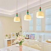 abordables Suspension-suspension led lumière 3 couleurs 19,5 cm 1 lumière créative en forme de chapeau lampe suspendue en verre abat-jour encastré plafonniers lustre de style minimaliste nordique étude de chevet chambre