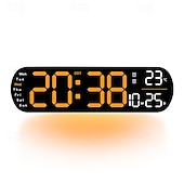 economico Luci decorative-Luce notturna a LED da 1 pz 8 colori, orologio multifunzione con display a LED corto con temperatura settimanale e calendario, telecomando Orologio da parete digitale intelligente 12/24 ore con luce d&#039;atmosfera 1 regolazione del colore