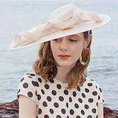 billige Partyhatter-pannebånd hatter lin bowler / cloche lue bøtte lue solhatt bryllup teselskap elegant bryllup med fjær sløyfe hodeplagg hodeplagg