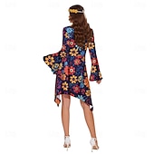 abordables Robes-Rétro Vintage Années 1970 Déguisement Années 70 Femme Manche cloche Hippie Fleur / Floral Col en U Déguisement Femmes Halloween Carnaval Mascarade Soirée Tenue quotidienne Défilé de la Fierté Adulte