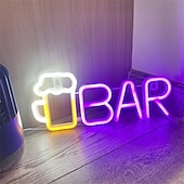 Недорогие Неоновые LED огни-Светодиодная неоновая лента для бара Октоберфест, теплая белая бело-фиолетовая вывеска осветит ваше лето с помощью этой предварительно освещенной светодиодной вывески для бара, идеально подходящей для наружного и настенного декора.