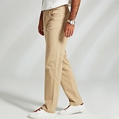 cheap Men&#039;s Elite Pants-Men&#039;s Dress Pants Zipper Pocket Solid Color Breathable Full Length Formal Office Work Chic &amp; Modern Formal Navy Blue Khaki Micro-elastic