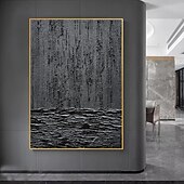 abordables Peintures Abstraites-Peinture à l&#039;huile faite à la main, décoration murale en toile noire, texture simple, abstraite pour la décoration intérieure, peinture roulée sans cadre, non étirée
