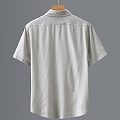halpa Business Casual-Miesten Paita Pellava paita Rento paita Button Up paita Puuvillainen paita Tavallinen Loma Katu Valkoinen Vaalean harmaa Tumman harmaa Beesi Lyhythihainen Sänkyjen avaus Kesä Vaatetus Painike alas
