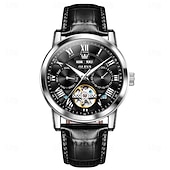 abordables Relojes mecánicos-OLEVS Hombre Relojes Mecánico Moda Reloj Casual Reloj de Muñeca Cuerda Automática Luminoso Calendario Fecha Semana Piel Reloj