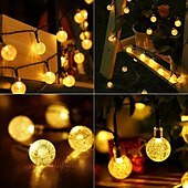 abordables Lumières de cordes solaires-Guirlande lumineuse à énergie solaire avec boules de cristal pour réception de mariage, 10 m, 100 LED, 8 modes d&#039;éclairage pour Noël, jardin, camping, fêtes, mariages, anniversaires&amp;amp;décoration